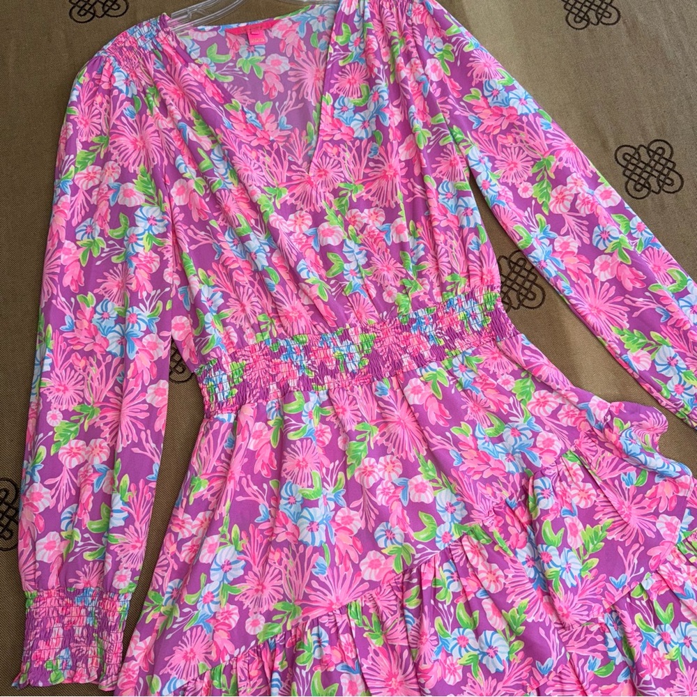 Lilly Pulitzer Cristiana Stretch Dress Moms The Word Amethyst Size 12 - Picture 5 of 16